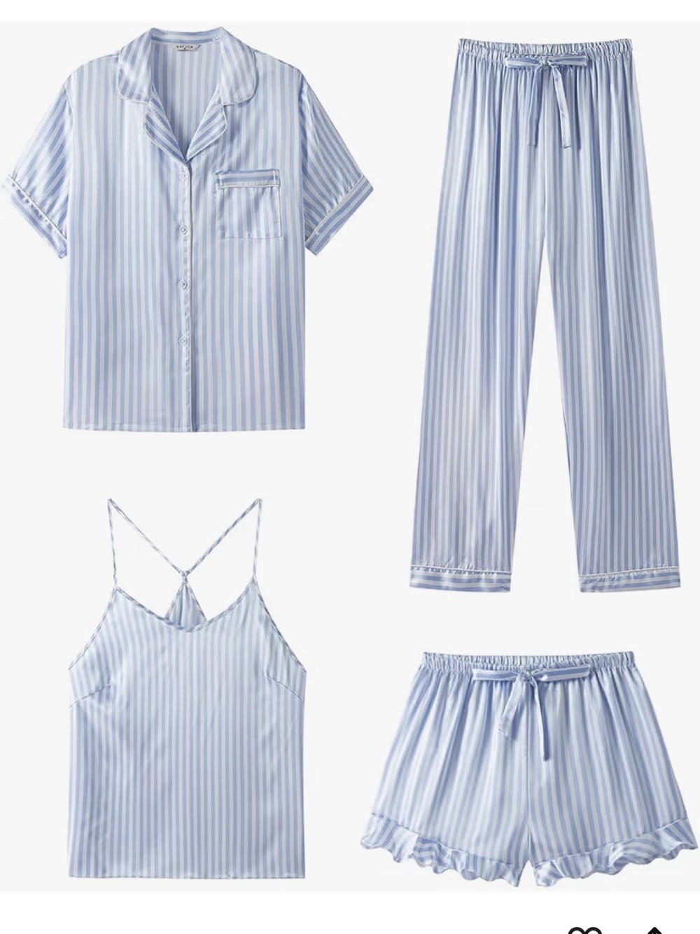 Amazon Light Blue & White Striped 4-Piece Women's Pajama Set